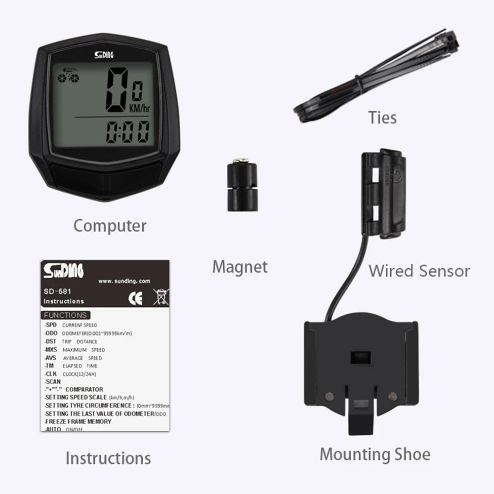 Bike Computer Multifunctional Speedometer LCD Digital Display Bike Table Waterproof Odometer Cycling Stopwatch Bicycle Computer